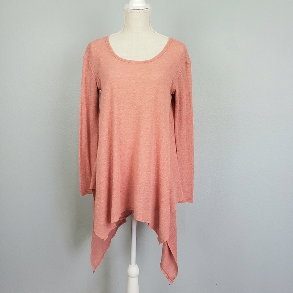 WE THE FREE Drippy Wonder Woman Waffle Knit Thermal Tunic Sz XS Orange/Peach - Picture 2 of 8